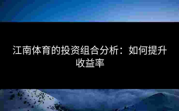 江南体育的投资组合分析：如何提升收益率